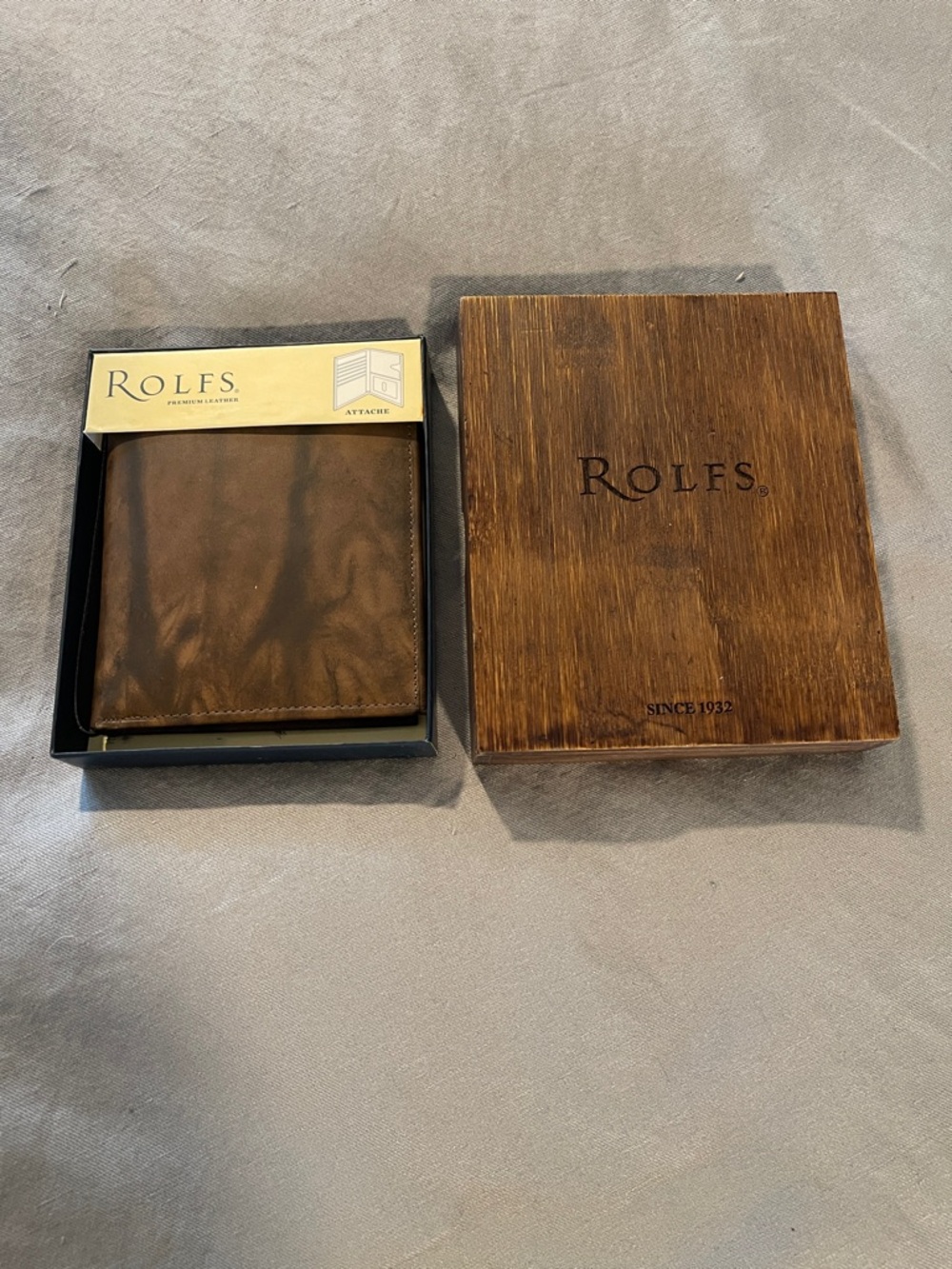 Rolfs Dark Brown Leather Bi-Fold Wallet with Branded Box